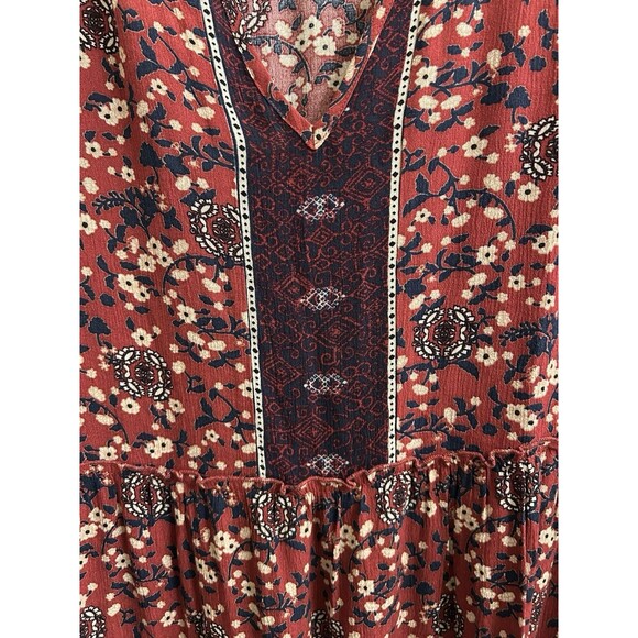 Knox Rose Floral Print Tiered Mini Dress Women's Bohemian Casual Long Sleeve XXL - Picture 3 of 7